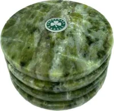 IRISH SET OF 4 CONNEMARA MARBLE ROUND COASTERS 3 3/4" X 3 3/4"