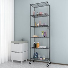 Adjustable Storage Shelves 6 Tier Wire Shelving Unit Garage Rack with Wheels