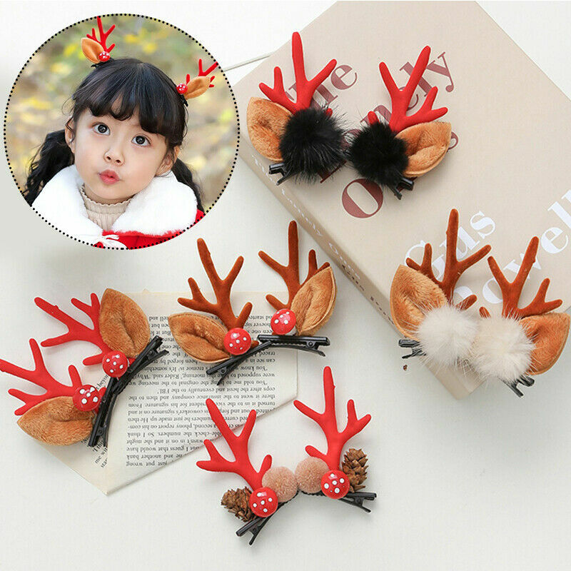 2 Weihnachts-Haarklammern – Weihnachtsmann & Rentier, Festlicher Haarschmuck