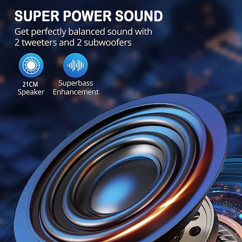 6000W Portable Bluetooth Speaker Sub Woofer Heavy Bass Sound System Party Mic UK - Picture 6 of 14