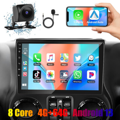 10.1'' Apple Carplay Android 13 For 2007-2017 Jeep Wrangler JK Radio GPS Navi FM