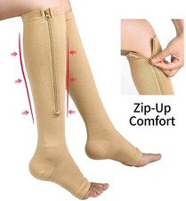 Zippered Medical Compression Socks 20-30mmHg with Safe Protection  Open Toe