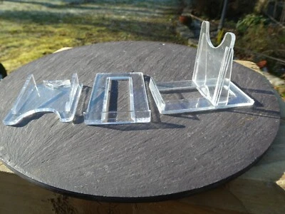 Small 2 Part Clear Perspex Display Stands DVD,CD,Mobile Phones, Agate Slices Etc