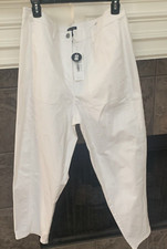 NWT Eileen Fisher White Garment-Dyed Organic Cotton Stretch Lantern Pant Size L