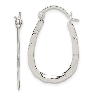 Sterling Silver Hammered Oval Hook Earrings main image 1