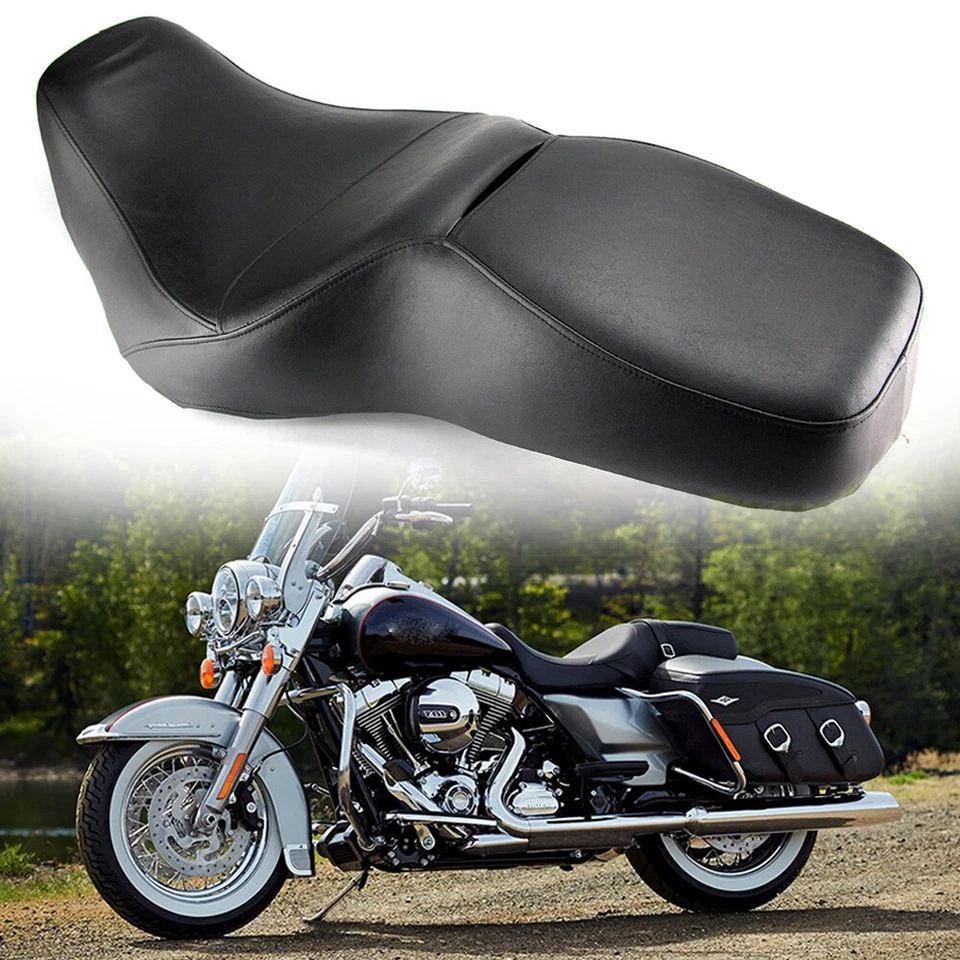 Asiento de dos asientos de bajo perfil para conductor pasajero para Harley Touring Road King 1997-2007 Foto 3 de 4