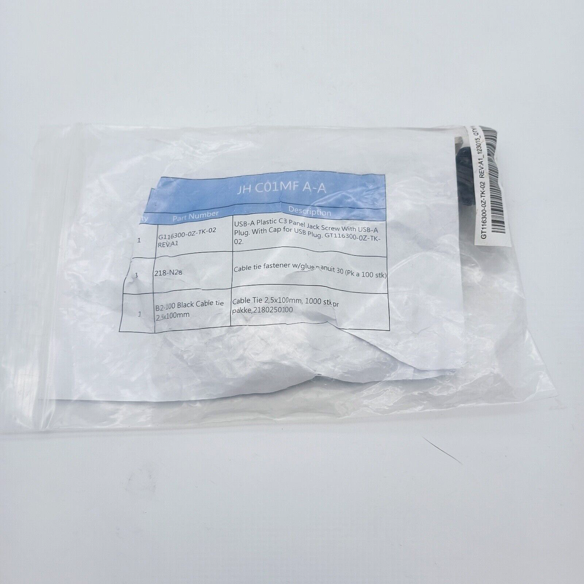 USB-A Plastic C3 Panel Jack Screw with USB-A Plug with Cap