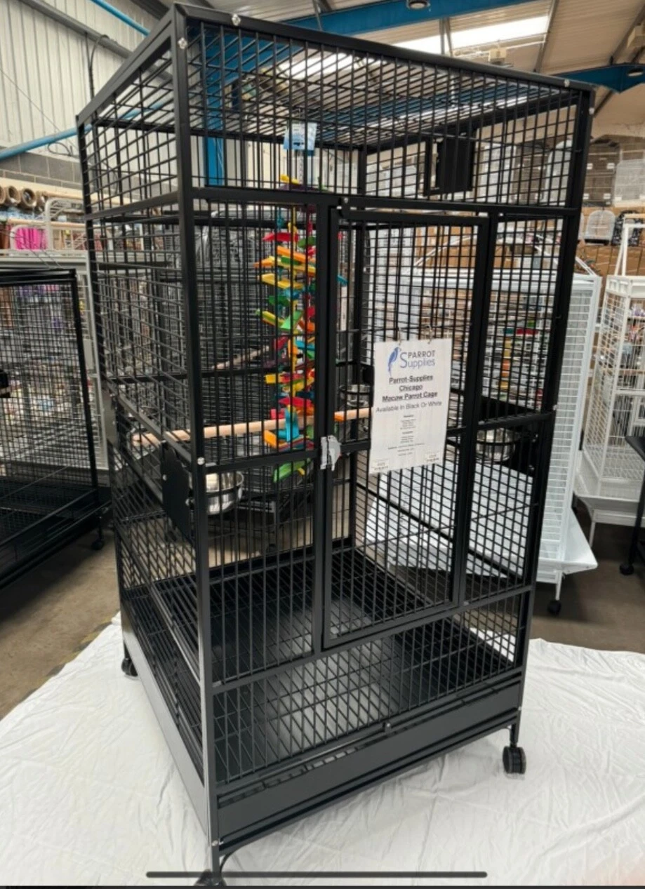 Parrot-Supplies Chicago XL Macaw Parrot Cage - Black, Huge Macaw Parrot Cage,
Opens in a new window