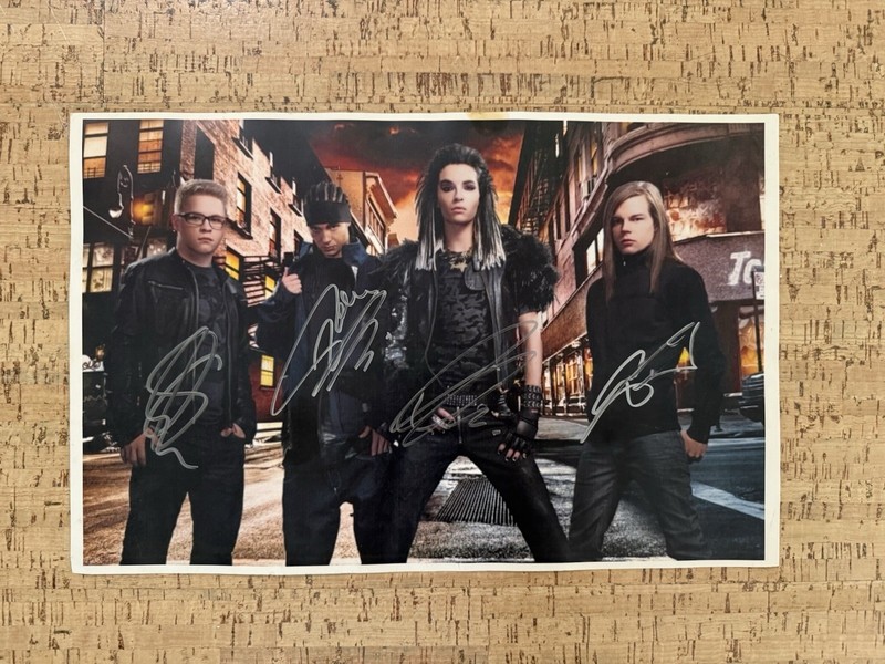 Autographed Tokio hotel Photo with band members  Signatures 8x12in Original
