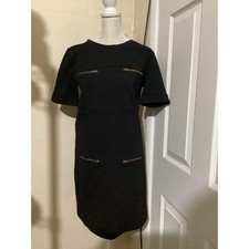 J.Crew Womens Black Wool Blend Zip Pocket Shift Dress Style 03344 Size 2
