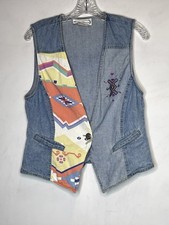 Saint German Vintage Western Native Cowgirl Denim Vest Made In USA Small
