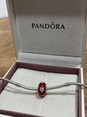 Authentisch ZURÜCKGENOMMEN Pandora Rot Murano mit Rosa Herzen Charm 790658