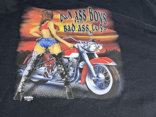 Vintage Y2K Daytona Bike Week Biker Hot Chick Pocket T-Shirt Faded Black Size XL - Picture 4 of 7
