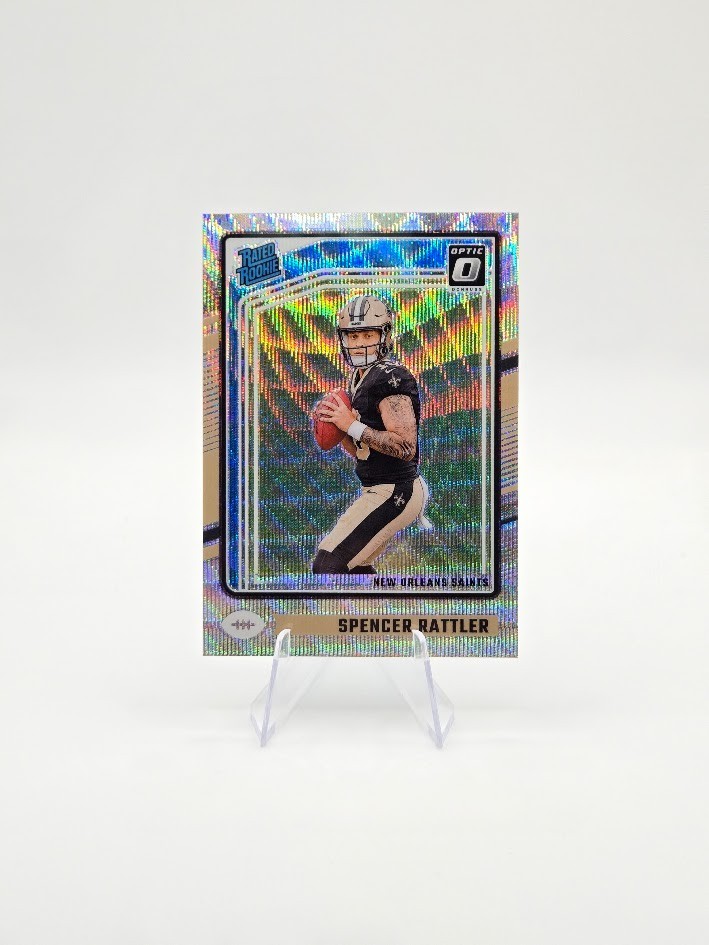Spencer Rattler 2024 Panini Donruss Optic RC Silver Wave SP /300 #289 Saints