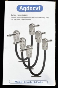 NEW IN BOX THREE AQDOCVF 6" GUITAR PATCH CABLES- MAXIMIZE PEDALBOARD SPACE