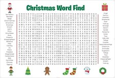 Jumbo Christmas Word Search Poster Giant Holiday Puzzle Find Coloring Decor