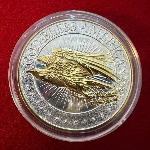1 Troy OZ .999 Siver “GOD BLESS AMERICA” Double Eagle - 24K Gilding  by SFS