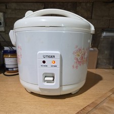 Tiger JNP-1000 5.5 Cup Rice Cooker and Warmer Floral Pattern White Works Used