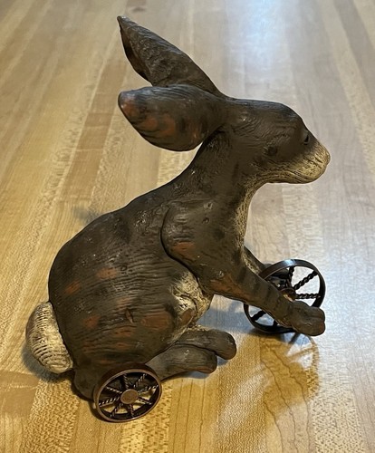 🌟Peter Bretz American Chestnut Folk Art “Joshua” Rabbit Bunny On Wheels - Bild 3 von 10
