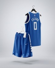 Nike Milwaukee Bucks Damian Lillard City Edition NBA Jersey & Shorts Blue Size L