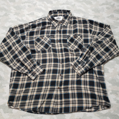Wrangler Shirt Mens XL Black Plaid Long Sleeve Blue Ridge Button Up