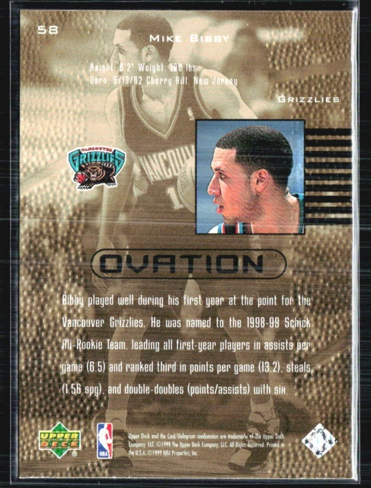 1999-00 Upper Deck Ovation - Mike Bibby #58 - Image 2 of 2