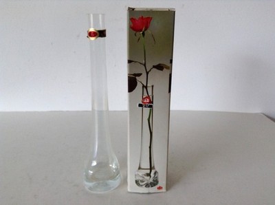 Rosenvase INGRID GLAS Lord Nelson 25cm, mit OVP und Etikett, Vintage Solifleur