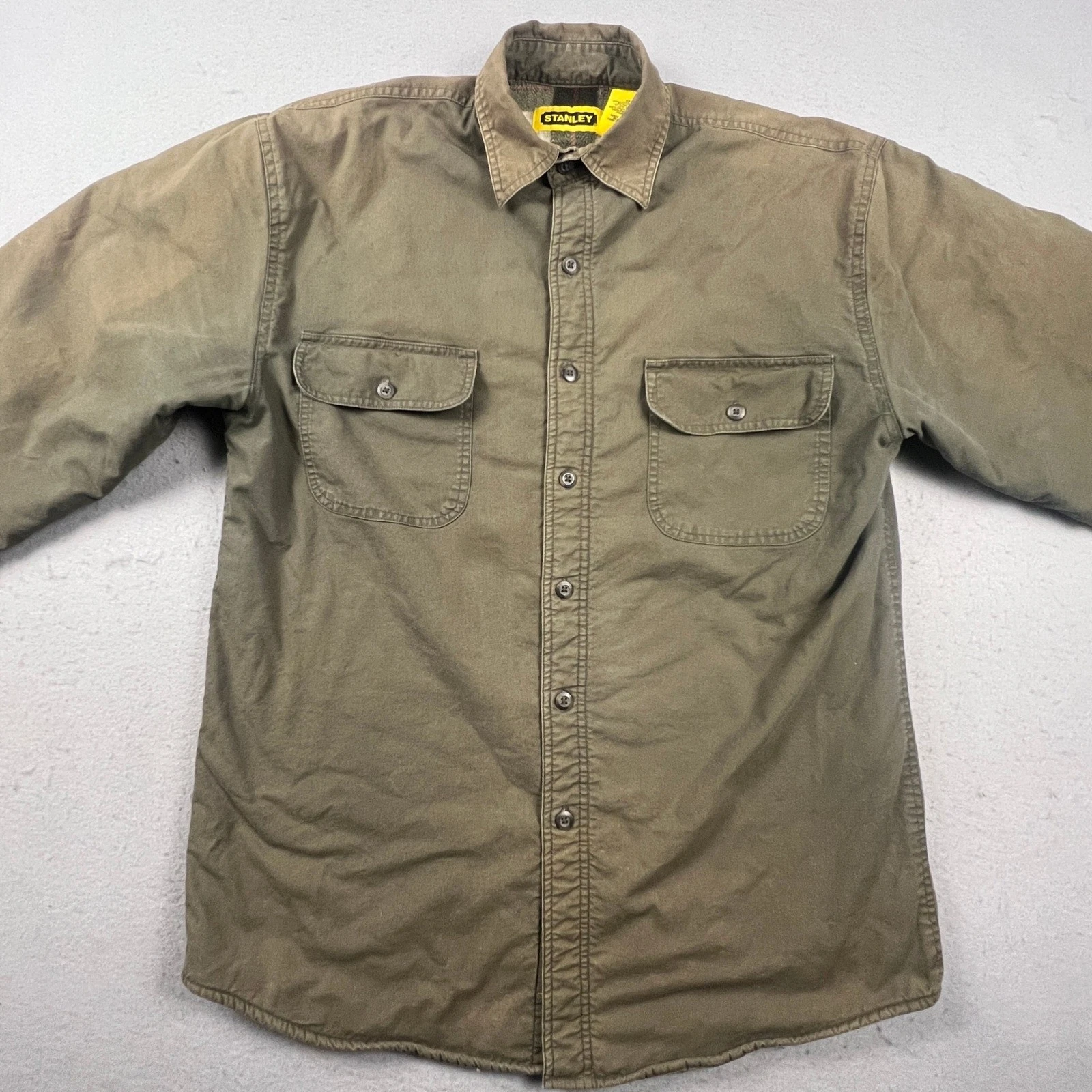 Stanley Canvas Shirt Jacket Mens M Brown Fleece Lined Insulated Workwear Shacket - product detail image 13