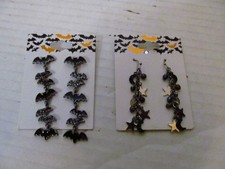 1 Pair of Halloween Earrings, Choose Bats or Moon/Stars