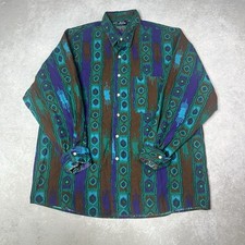 Vintage 90s Bon Homme Western Aztec Southwest USA Made 100% Cotton Mens Large