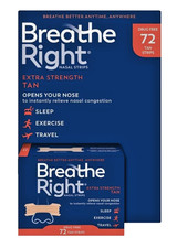 Breathe Right Nasal Strips Extra-Strength Tan 72-Count - for Snoring, Allergies