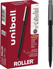Uniball Roller Rollerball Pens, Micro Point 0.5Mm , Black, 12 Pack