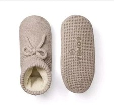 Bombas Women's Taupe Bow Gripper Bootie Slipper Socks Size-M 9/11.5
