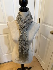 SILK ANIMAL PRINT BLACK LIGHT GRAY Unbranded 100 Silk Long Scarf Fringe