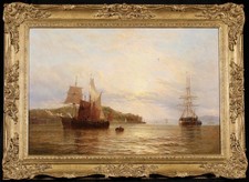 JAMES BAKER PYNE (1800-1870) LARGE SIGNED 1849 ENGLISH OIL - WHITTON ON HUMBER