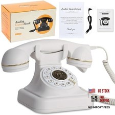 Audio Guest Book Wedding Phone, Vintage Voice Message Recorder Telephone White