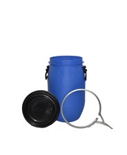 Produktbild - 120 Liter Kunststoff Fass mit offenem Deckel, Deckel & Metallklemme Futter Aufbewahrung kostenloser Versand