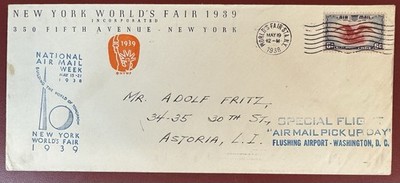 1939 N.Y. World's Fair, Scott #C23, Flight Cover and Letter, Airmail Pick Up Day