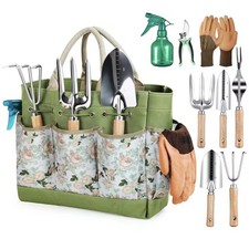 Garden Tools Set, 9 Pieces Gardening Hand Tool Gift Kit, Stainless Steel Gardeni