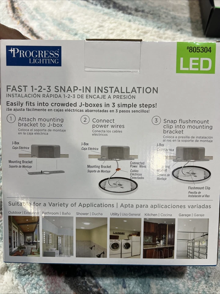 NUEVA Mini Luz LED Montaje Flushmount, Blanca, Redonda, 7.5 pulgadas, 65WEquiv, Instalación Rápida Foto 3 de 3