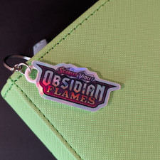Pokemon TCG Scarlet & Violet Obsidian Flames Holographic Binder Tag Keychain