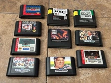 Lot of  10 SEGA GENESIS SPORTS VIDEO GAME LOT NHL NFL GOLD NBA