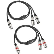 2 Pack 5 FT XLR Female to Dual Male Y Splitter Cable, Female XLR to 2 ...