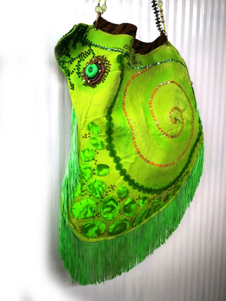 Bolso de Mano Damas Correa para el Hombro Mango Grande Cartera Bordada Flecos Lentejuelas Foto 4 de 4