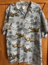 Vintage Kalaheo WW2 War Planes AOP Hawaiian Shirt Men's 2XL Rayon Multicolor