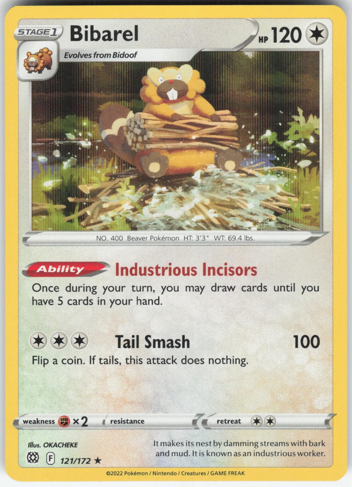 Bibarel 121/172 Rare Brilliant Stars Pokemon Holo