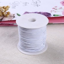 2 Rolls White Elastic Cords Stretch Threads Nylon Rubber Inside 1mm 100M/Roll