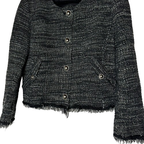 IRO Wool Blend Tweed Jacket Black White 42 US 10 - Picture 4 of 10