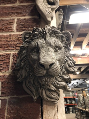 Löwenkopf Wand Hängeplakette Gartenornament Betonstatue Skulptur Detail - Bild 2 von 5