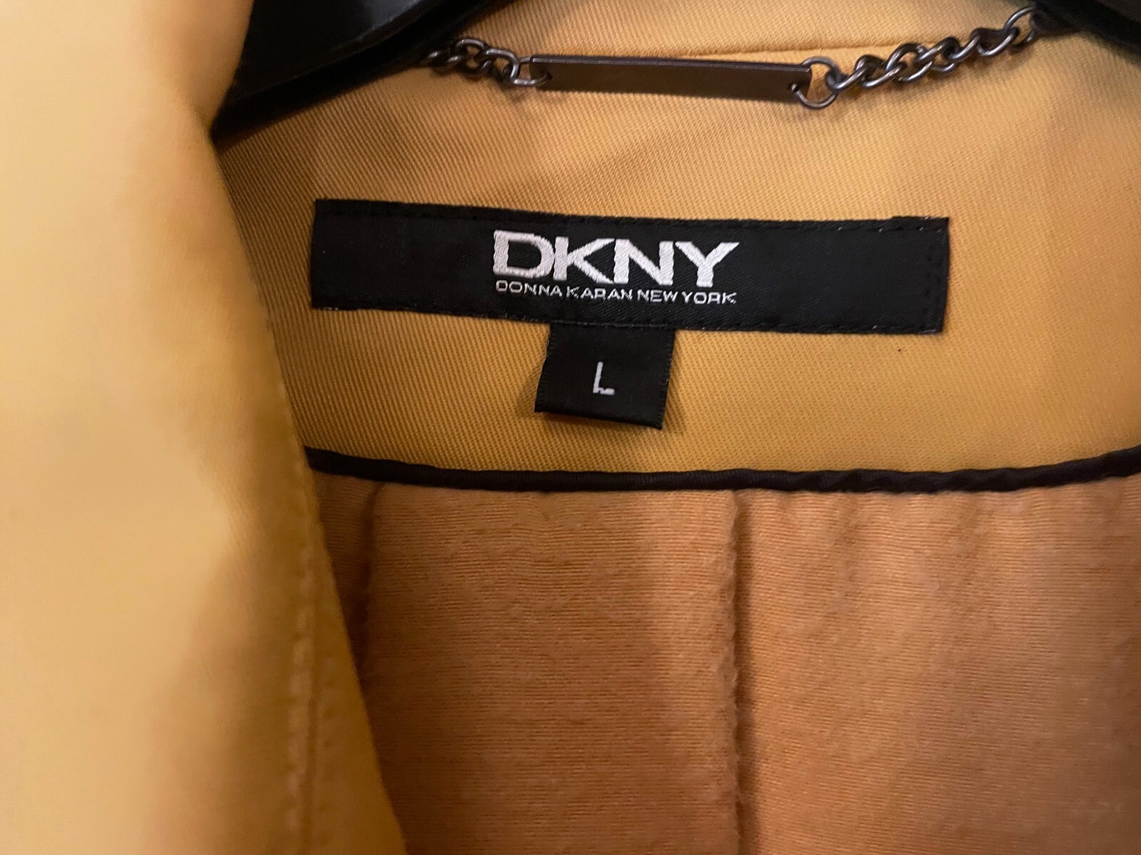 DKNY Collared Lined Yellow Rain Jacket Buttons Po… - image 3